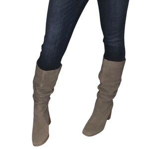 Splendid Sz 9 Taupe Tan Gloria Slouch Suede Boots Heeled Square Toe Knee High